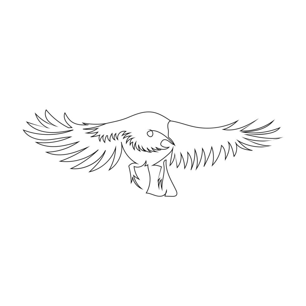 Bird flying line art drawing style, The bird sketch black linear isolated on white background, And the  best bird flying vector illustration.