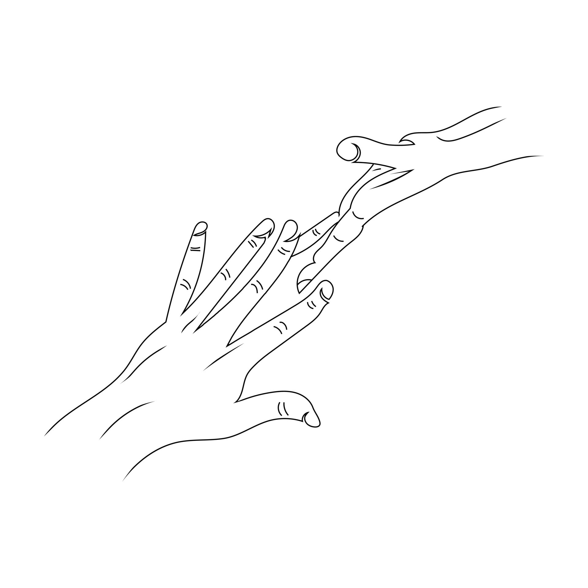 Colored sketch of touching hand Royalty Free Vector Image