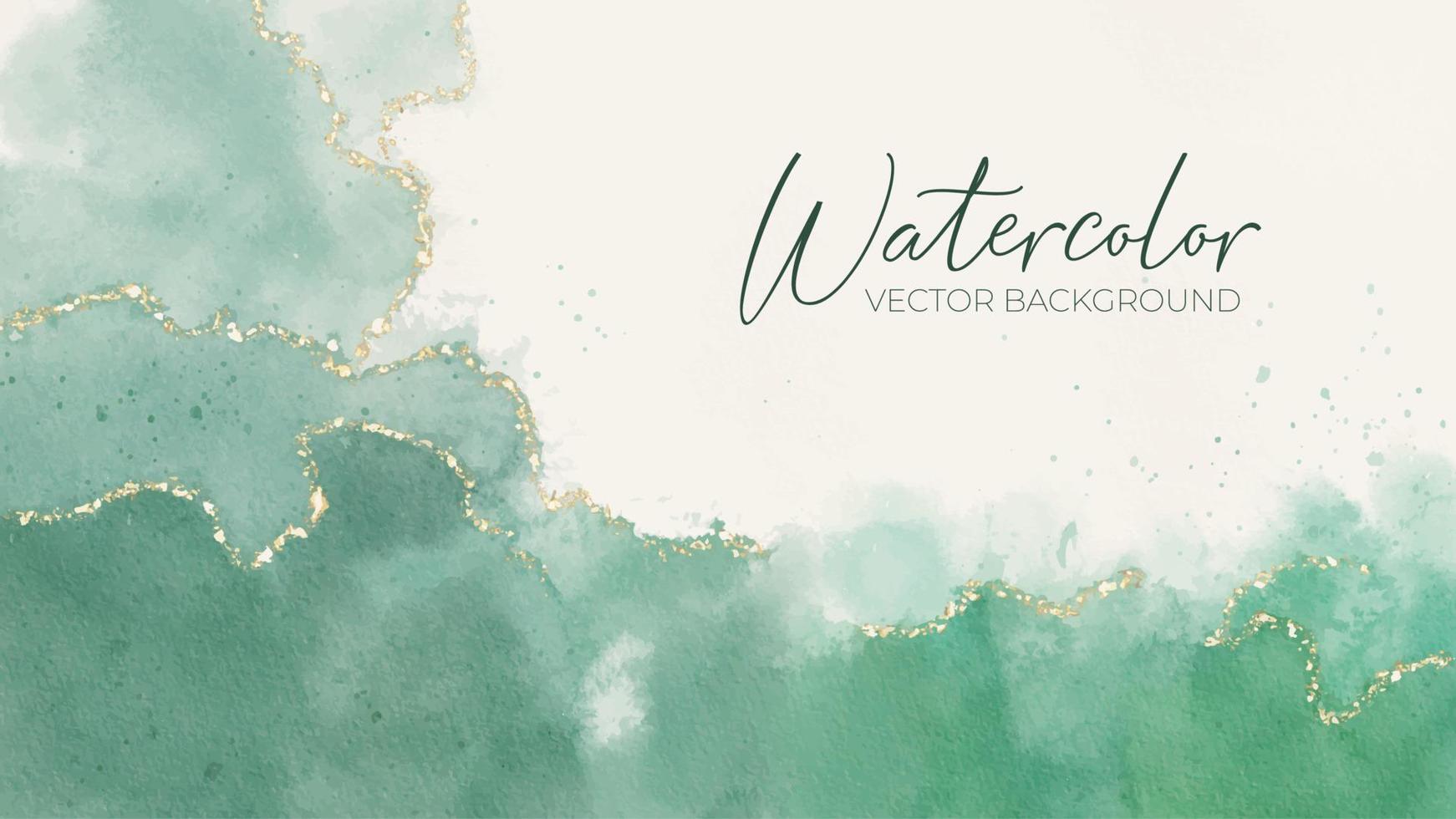 Pastel cyan mint liquid marble watercolor background with gold lines and brush stains. Teal turquoise marbled alcohol ink drawing effect. Vector illustration backdrop, watercolour wedding invitation.