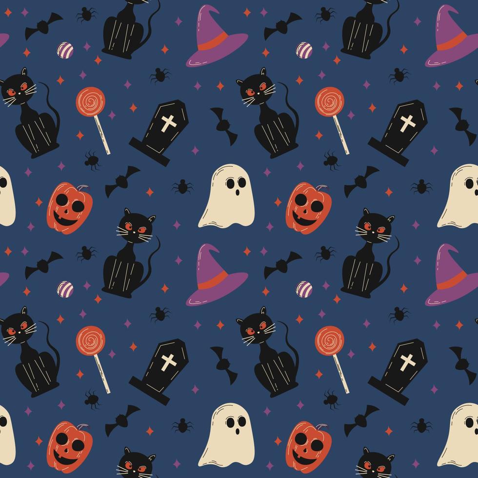 Halloween pattern in seamless style. vector