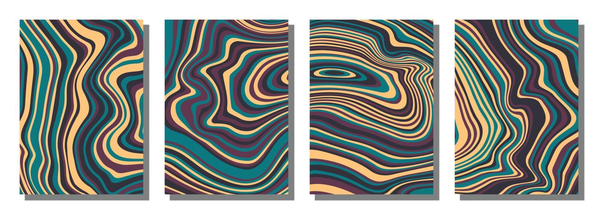 Abstract psychedelic groovy set background. vector