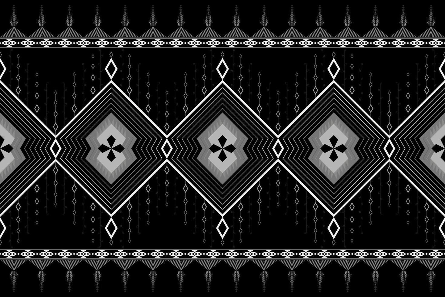 Geometric ethnic style seamless pattern. Design for fabric, wallpaper, background, carpet, clothing. Tribal ethnic vector texture. Vector illustration.  Black and White color.