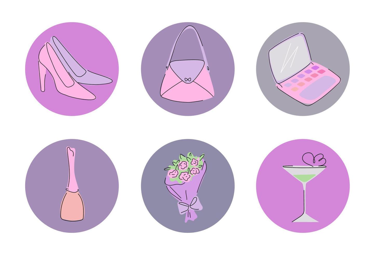 A set of elegant social media highlights with feminine content. vector
