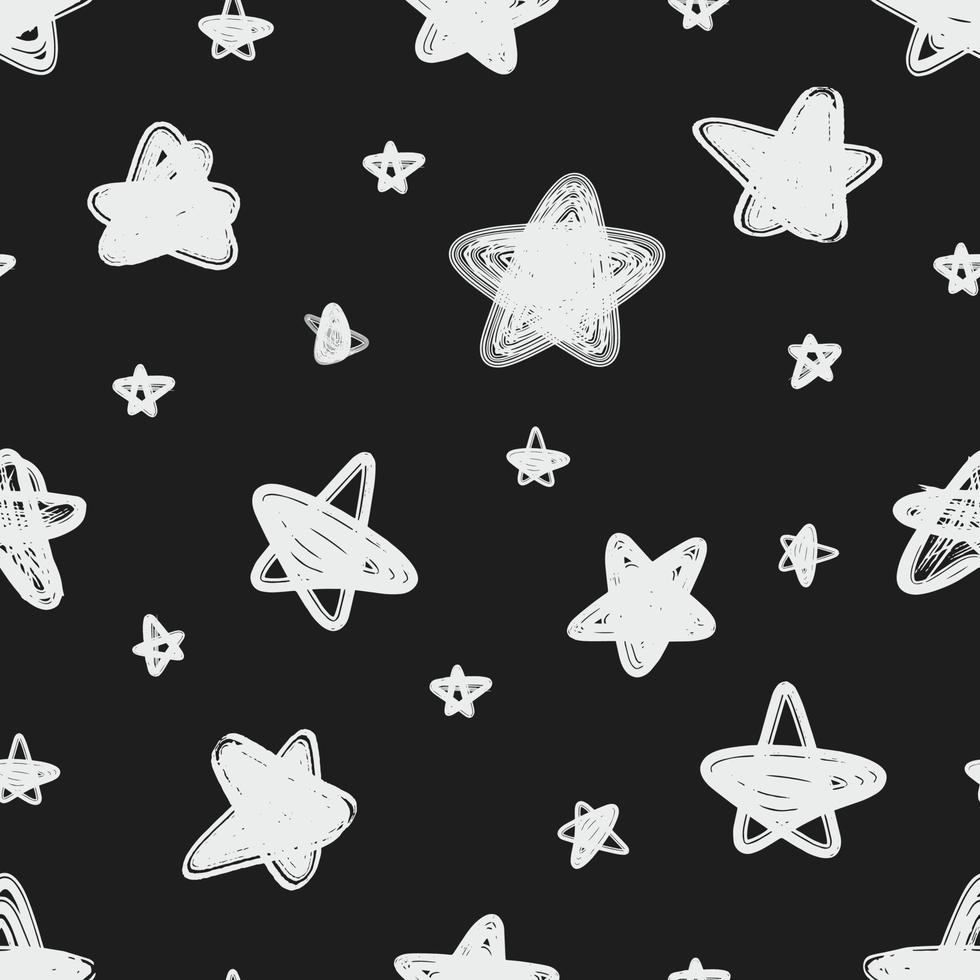 Seamless pattern of abstract hand drawn vector stars.
