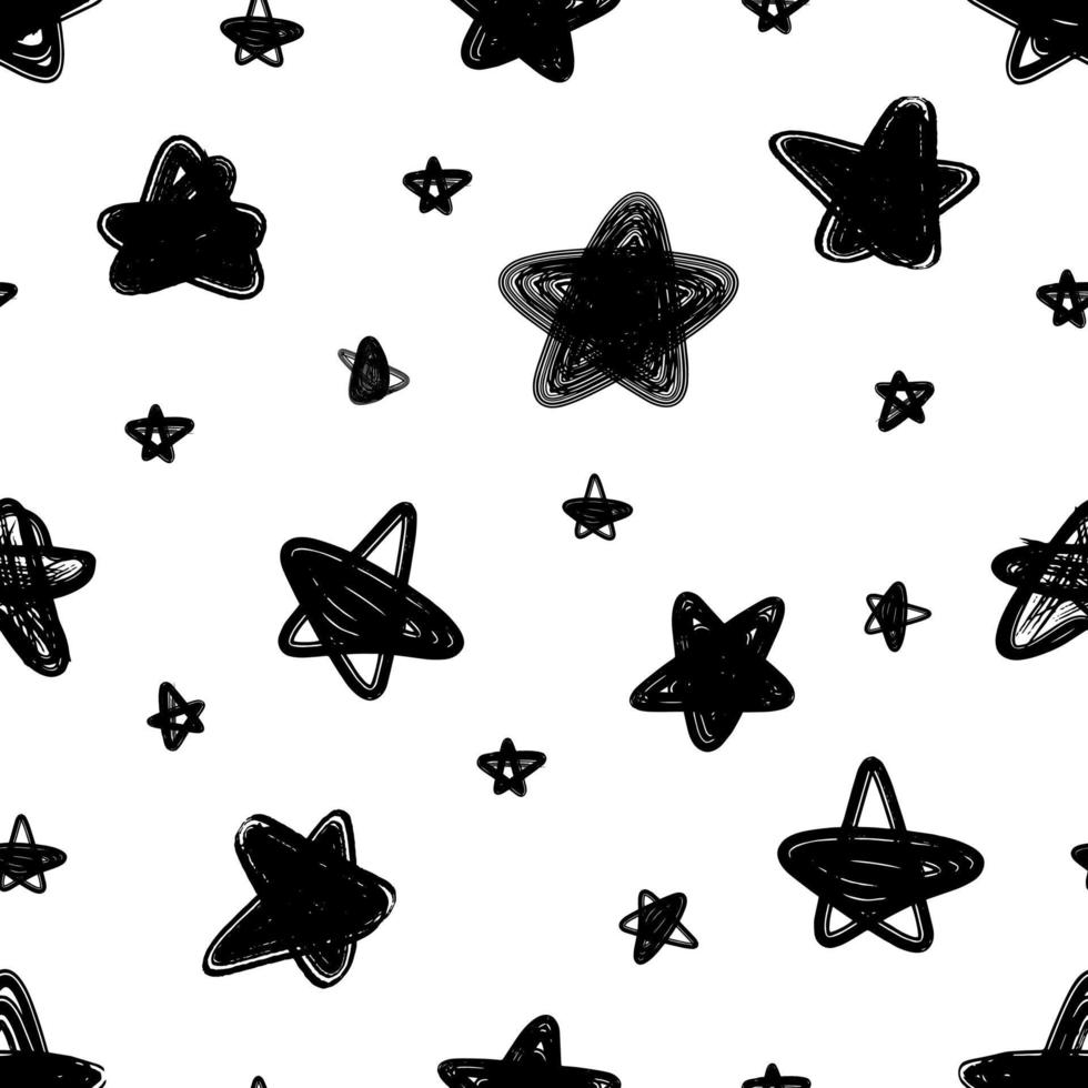 Seamless pattern of abstract hand drawn vector stars.