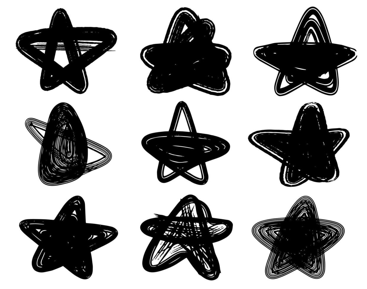 Set of abstract hand drawn vector stars.