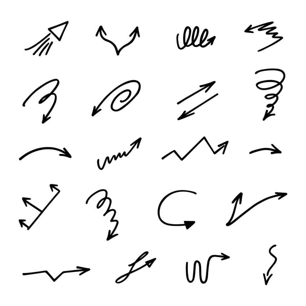 Vector set of hand drawn arrows, elements for presentation