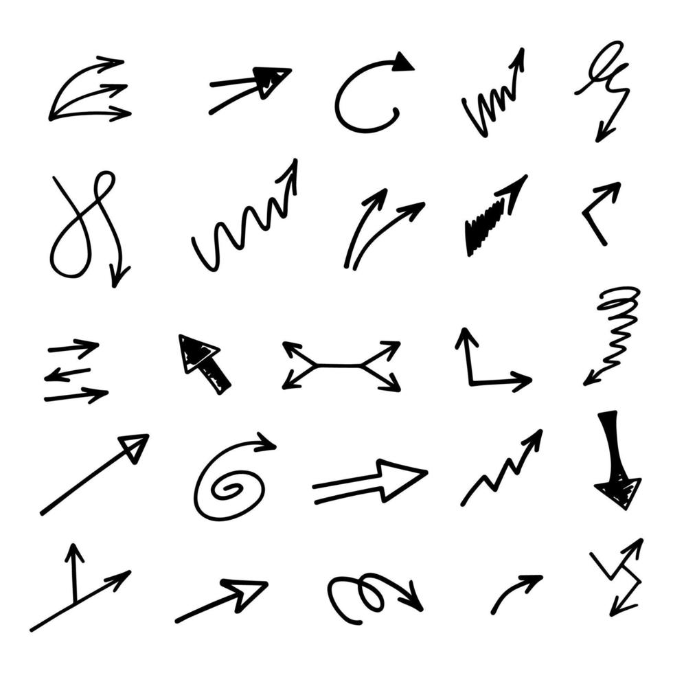 Vector set of hand drawn arrows, elements for presentation