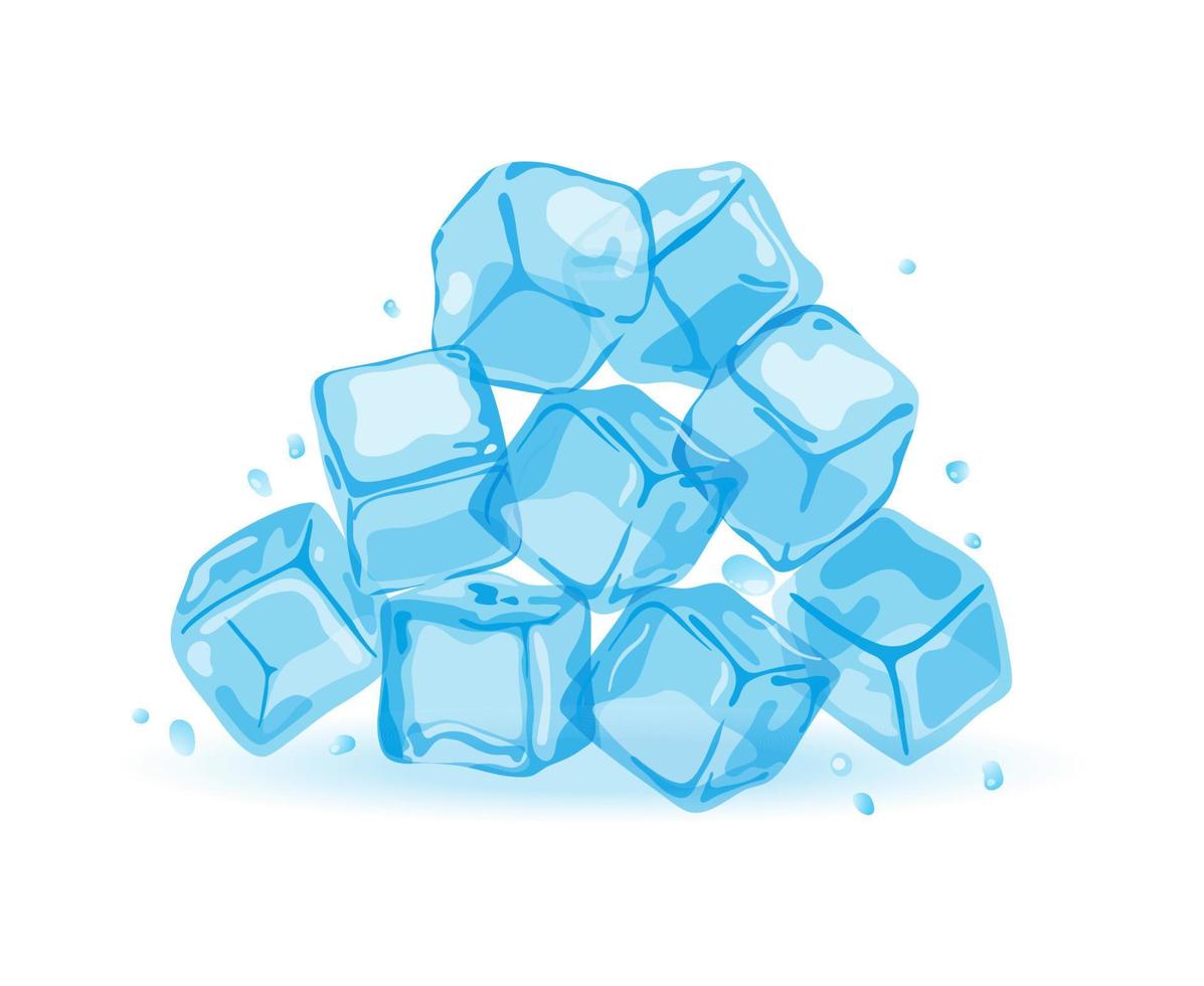 Ice cubes with water drops, vector illustration