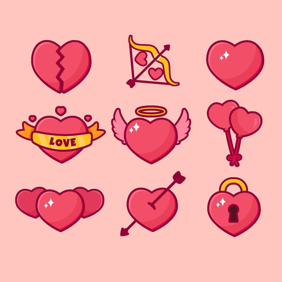 Cute Heart Symbol Icon set Collection vector