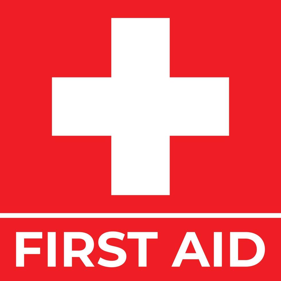 First Aid Text on a Red Background vector