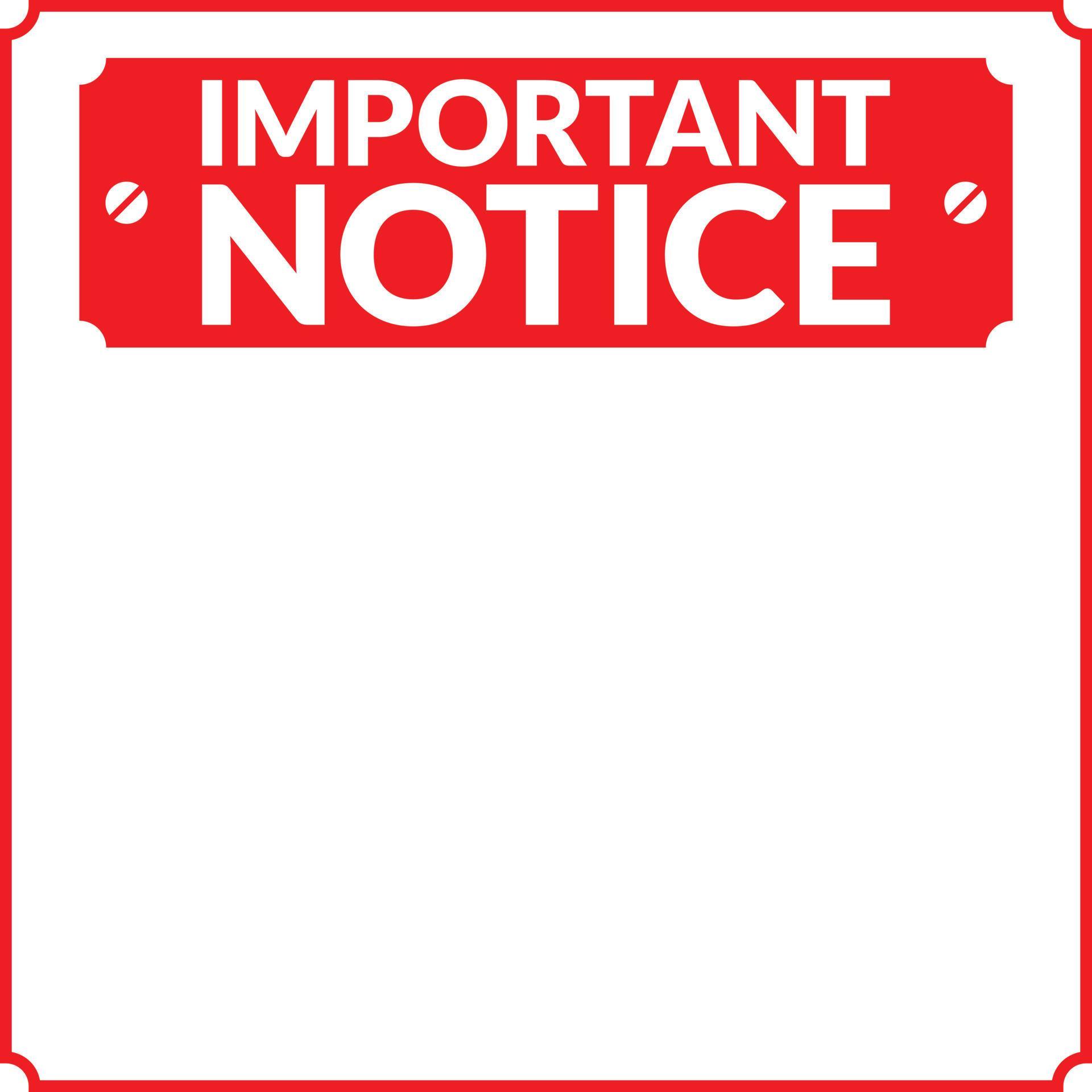 Important Notice Blank Template in Red Color 11115083 Vector Art at