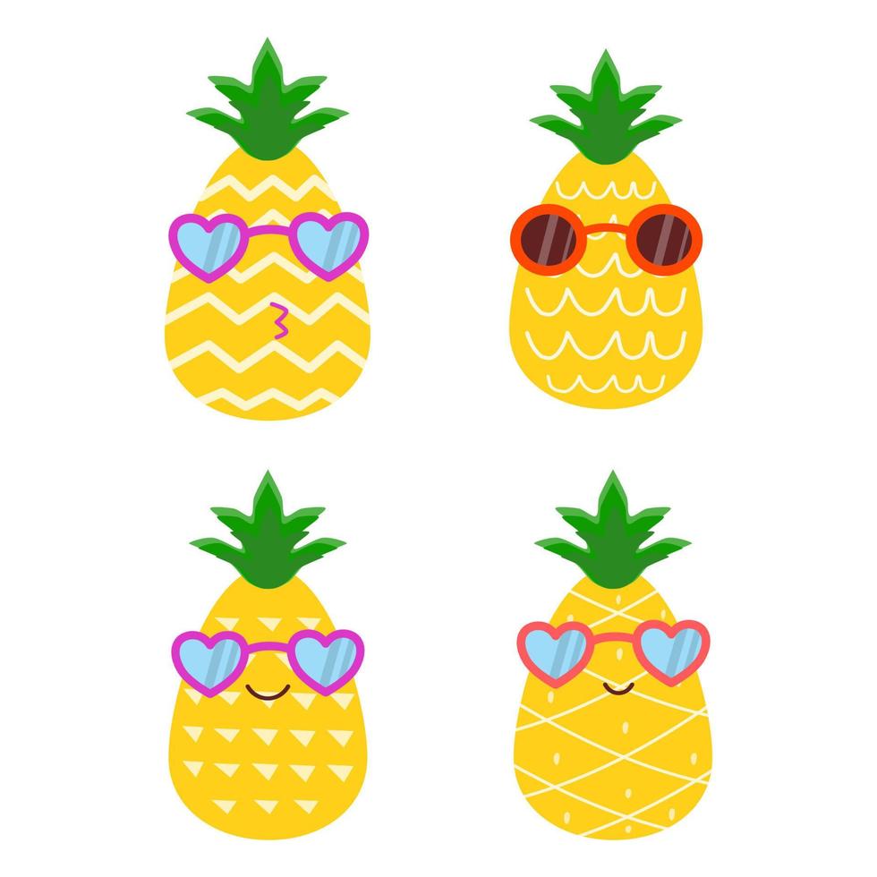 summer pineapple nature illustration with glasses vector