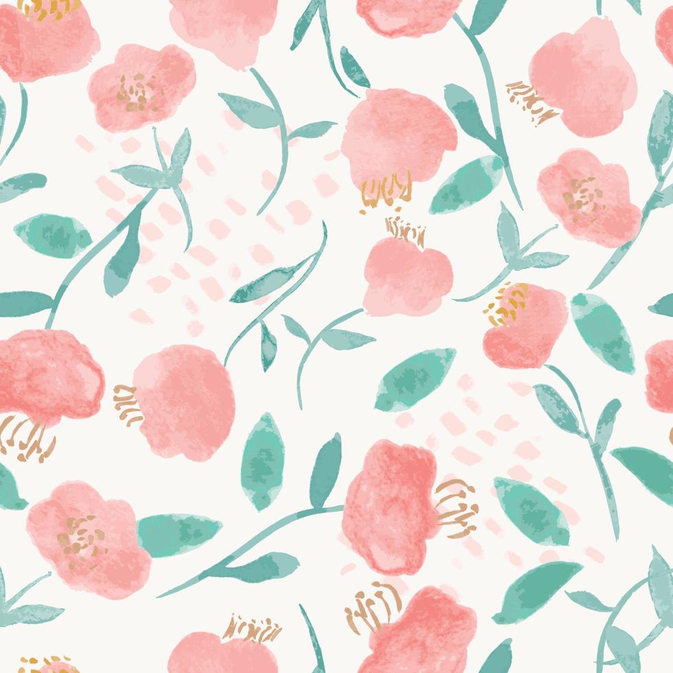 Surface pattern,Floral pattern. Seamless background  of beautiful watercolor botanical wild flowers. Design for background,wallpaper,clothing,wrapping,fabric,Vector illustration. vector