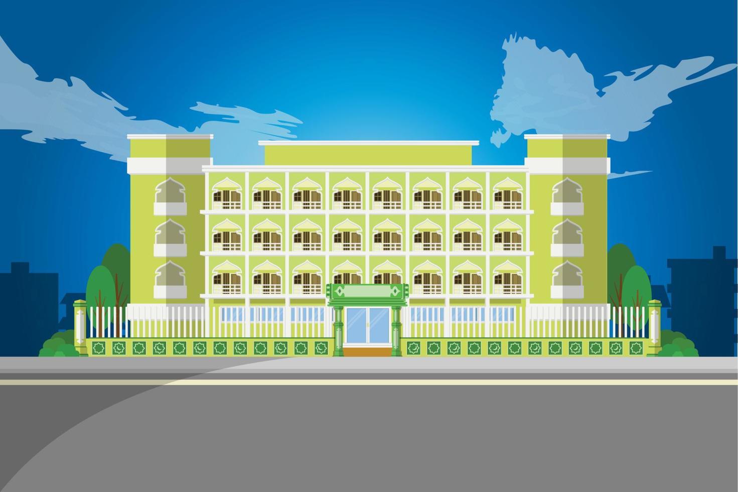 fondo de ilustración de edificio de escuela musulmana vector