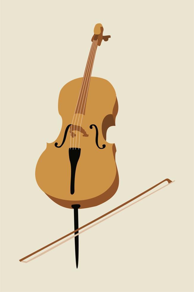 Cello. Bowed musical instrument with 4 strings vector