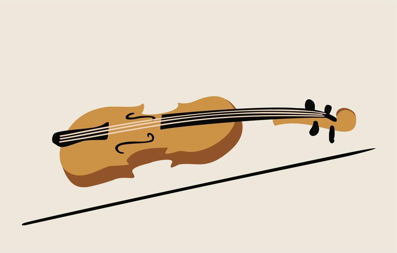 violín. Instrumento musical de arco de cuerda de registro alto. vector