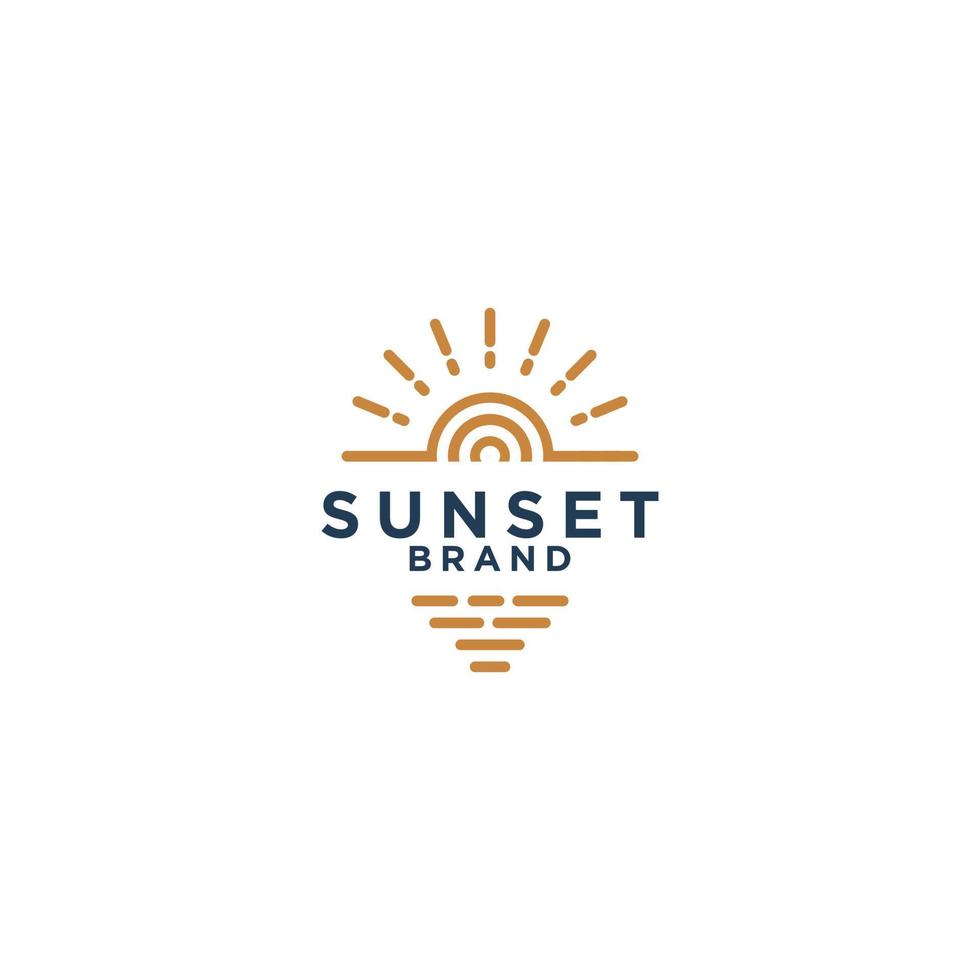 Sunset simple logo design. line art logo illustration vector