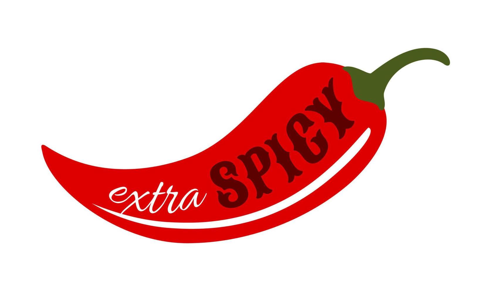 Vector icon of red chilli pepper. Extra spicy food.