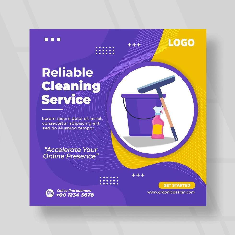 cleaning service social media template deisgn vector