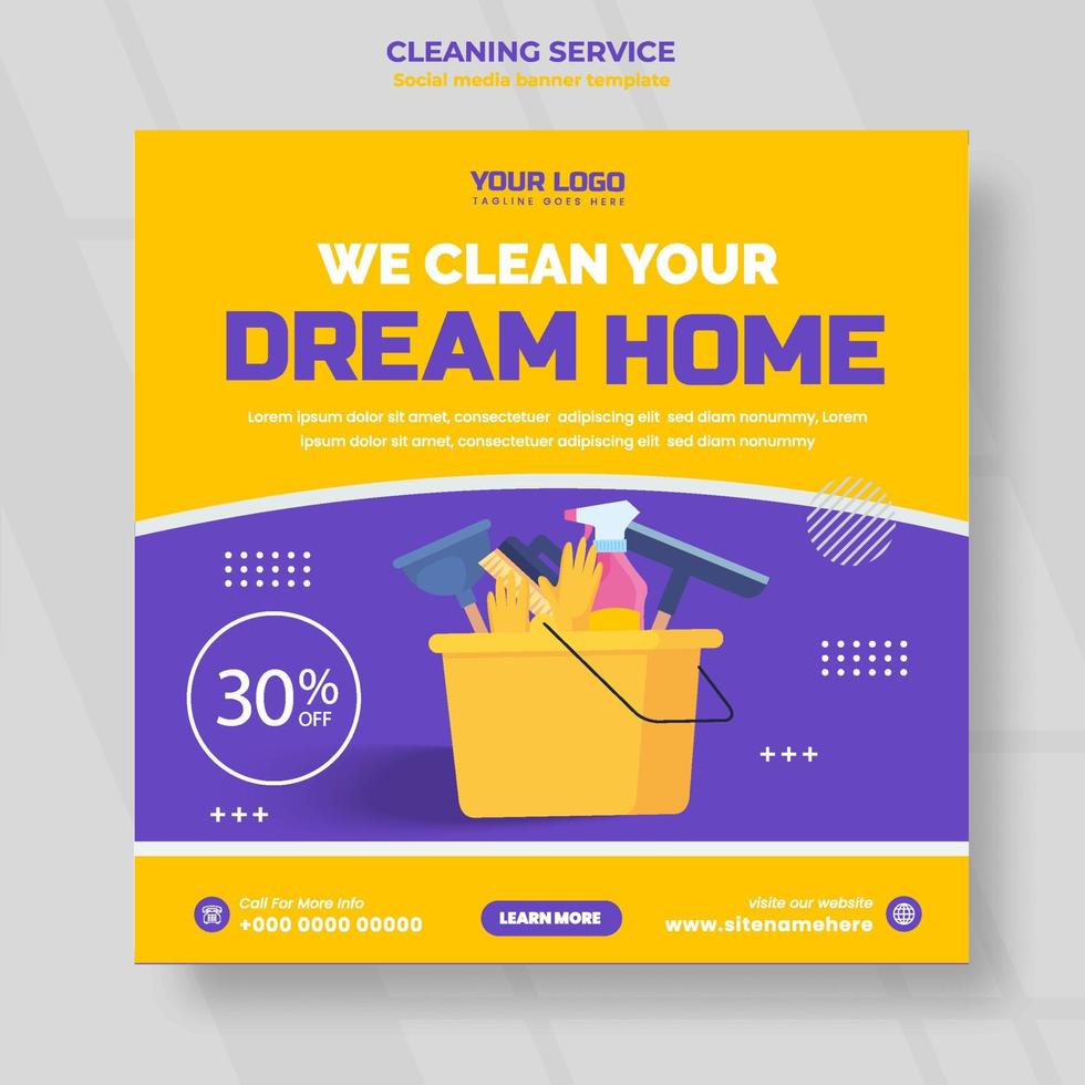 Cleaning services social media post template design vector