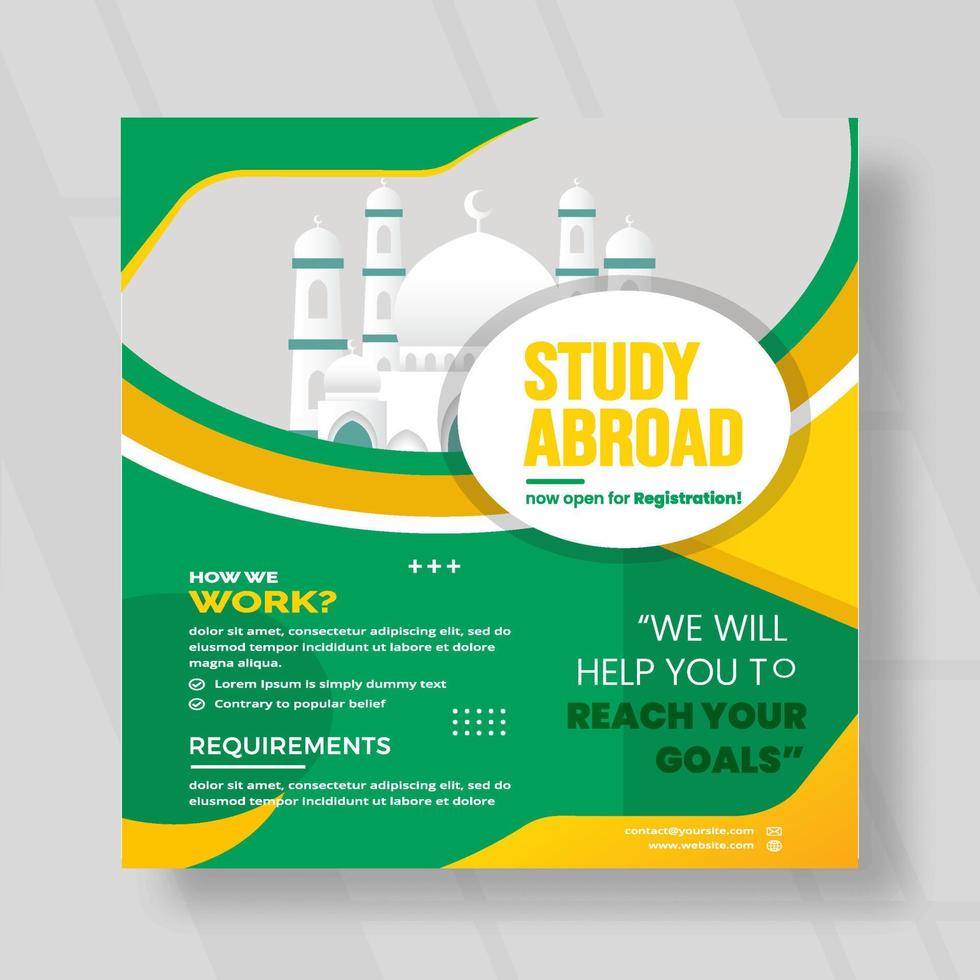 Study abroad social media template design vector