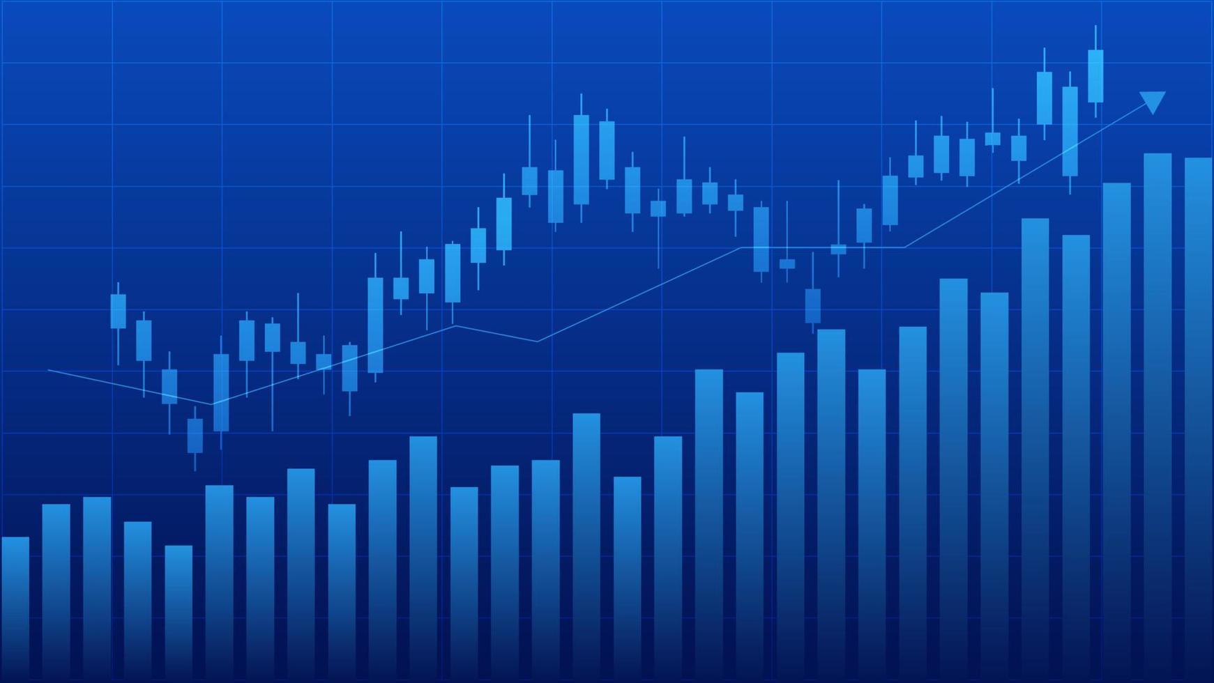 concepto de finanzas y economía. el gráfico gráfico muestra el rendimiento de la inversión empresarial en el fondo azul vector