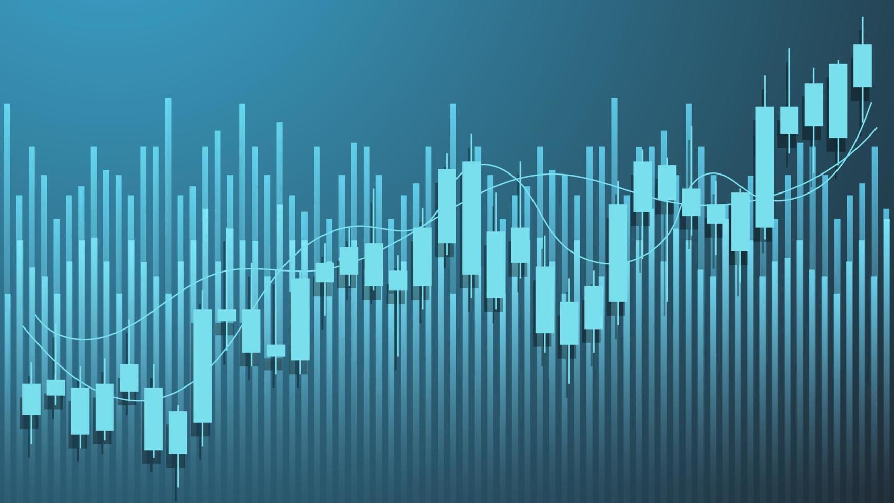 economy situation concept. Financial business statistics with bar graph and candlestick chart show stock market price and currency exchange on green background vector