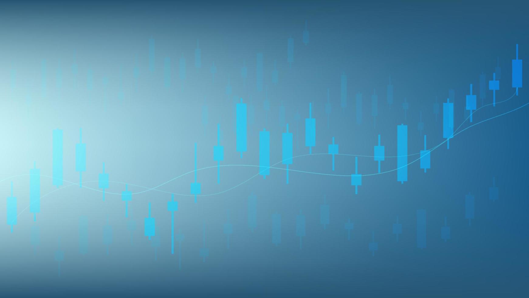 stock market and cryptocurrency trading chart concept. candlestick and bar graph with volume indicator show digital money or financial statistics and business earning management on blue background vector