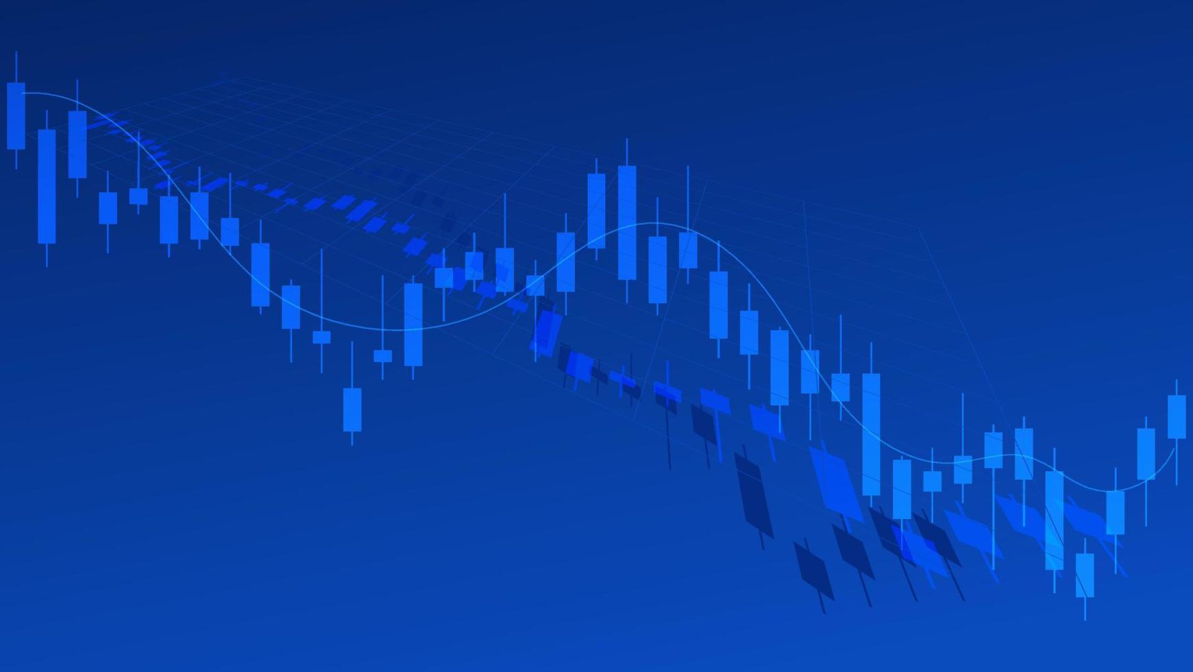 concepto de finanzas y economía. el gráfico gráfico muestra el rendimiento de la inversión empresarial en el fondo azul vector