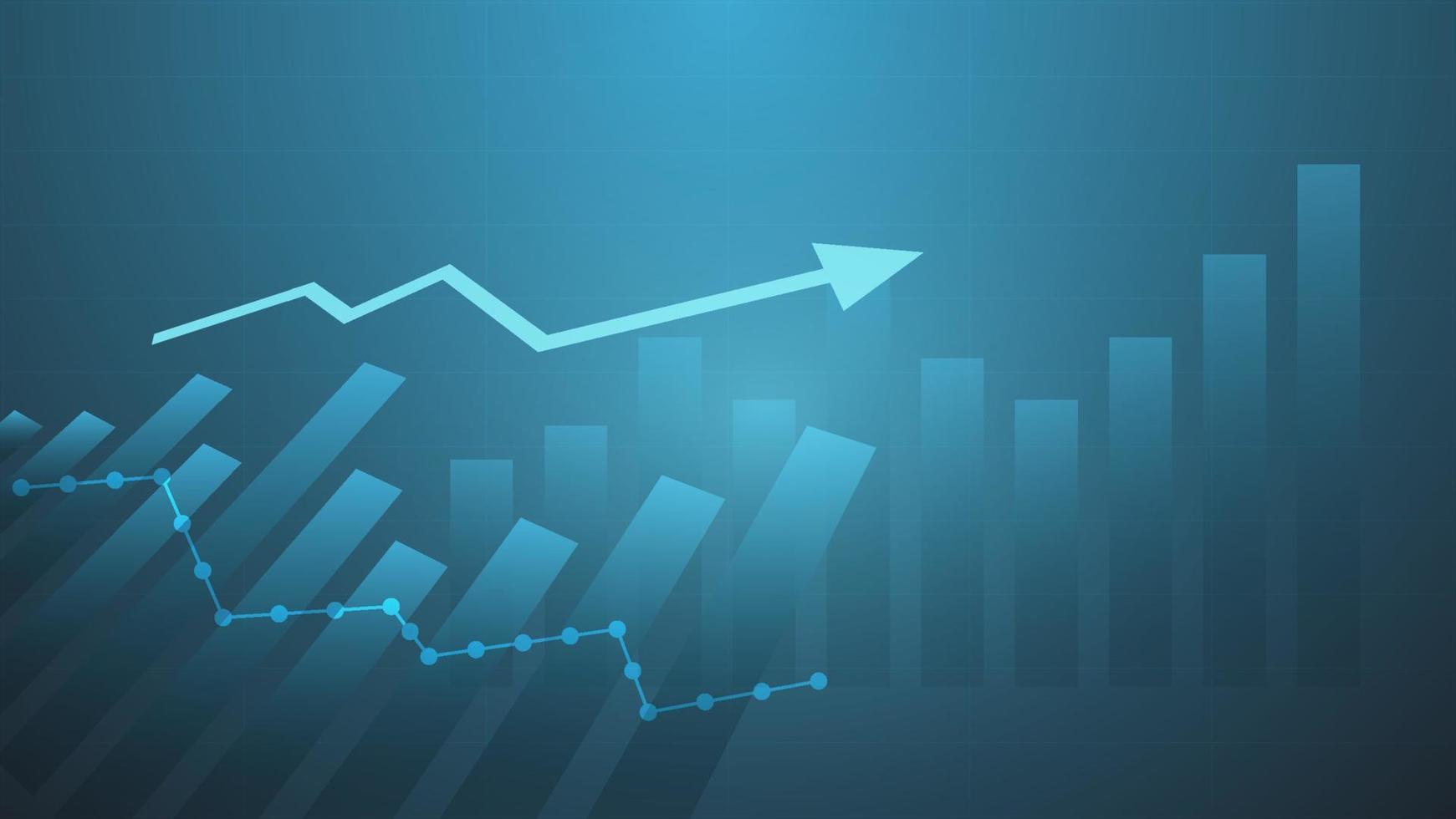 concepto de gráfico de negociación del mercado de valores y criptomonedas. velas y gráfico de barras con indicador de volumen muestran dinero digital o estadísticas financieras y gestión de ingresos comerciales sobre fondo azul vector