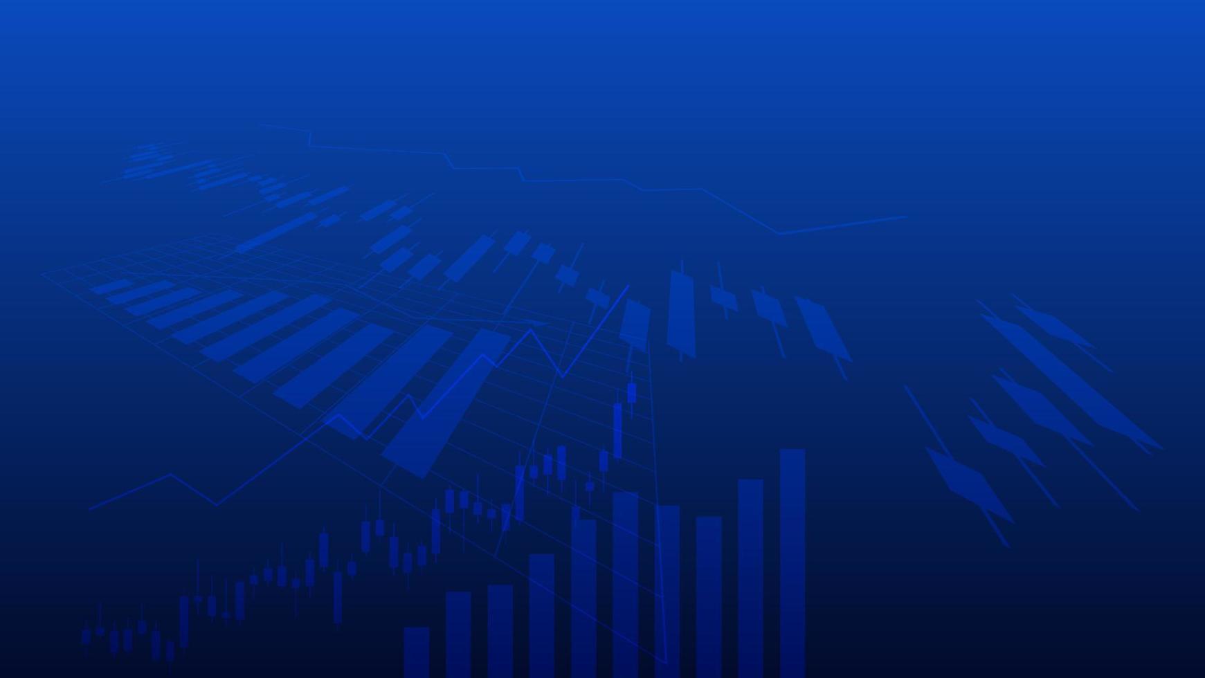 concepto de finanzas y economía. el gráfico gráfico muestra el rendimiento de la inversión empresarial en el fondo azul vector