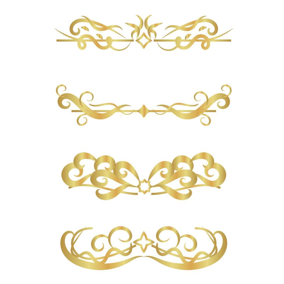 golden swirl lines calligraphy ornament set isolated on white background vector