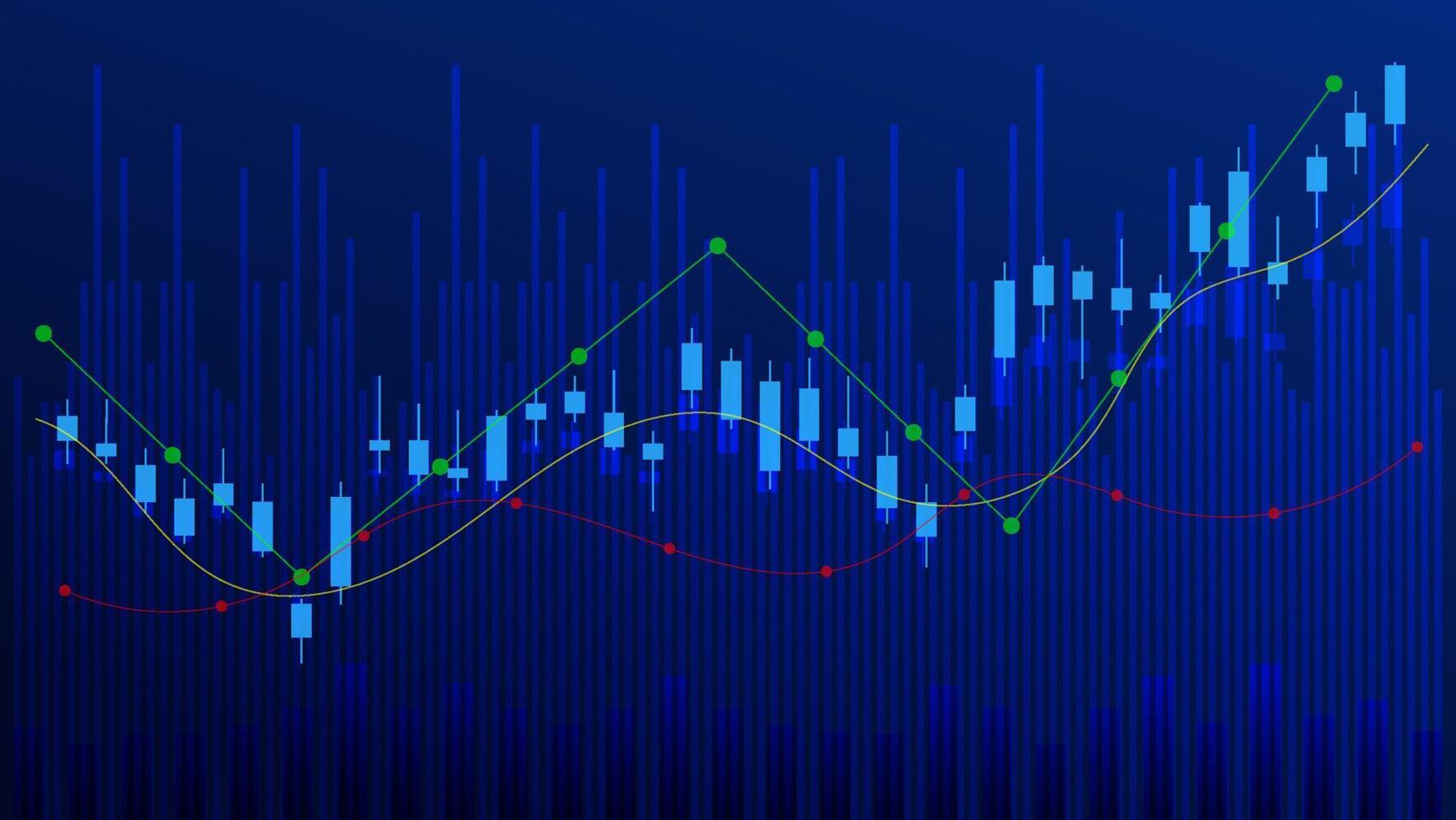 finance and economy concept. graphic chart show business investment performance on blue background vector