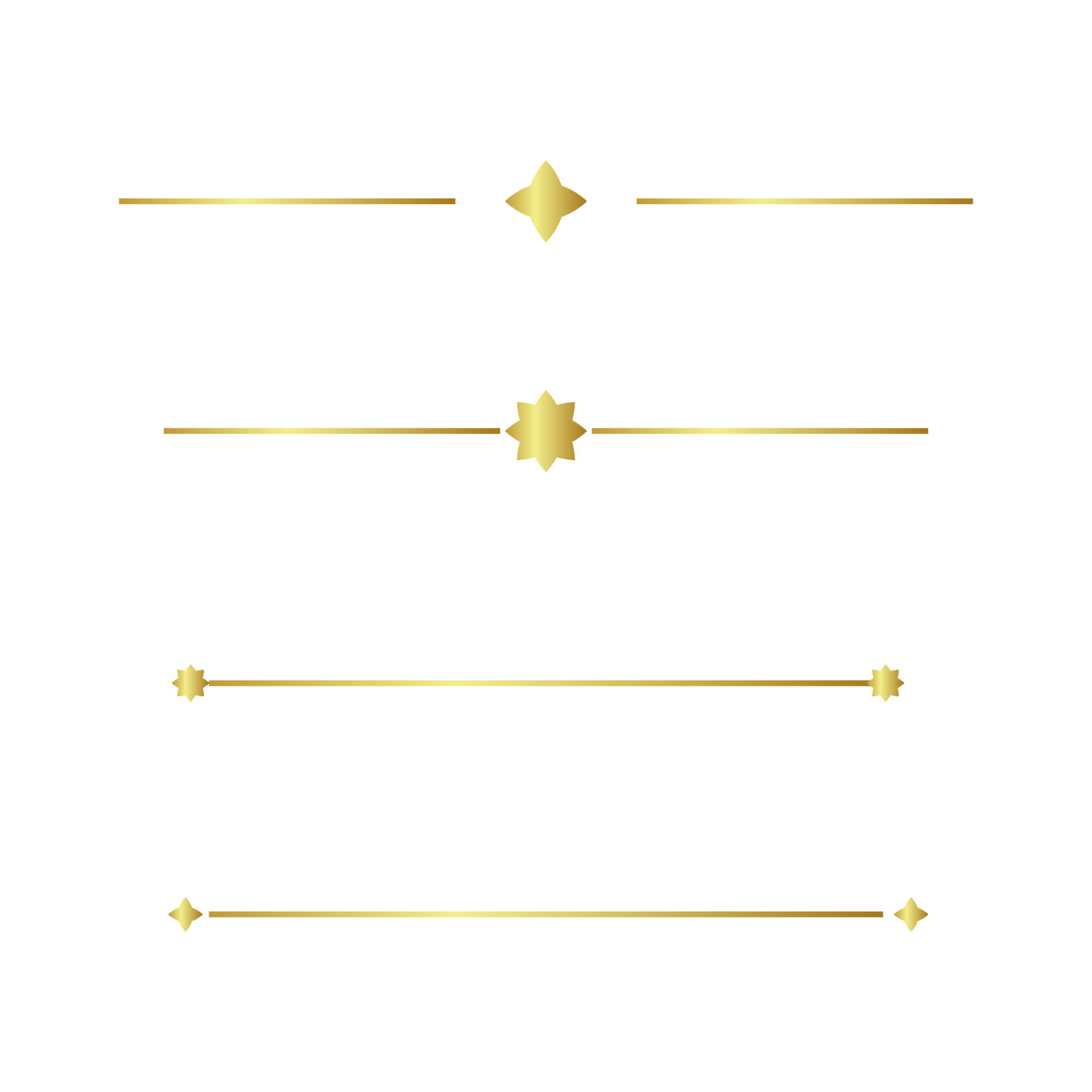 golden lines calligraphy ornament set isolated on white background