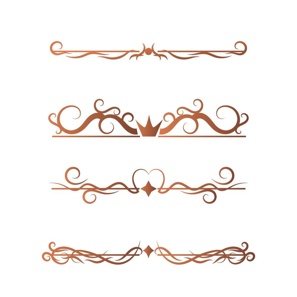 golden swirl lines calligraphy ornament set isolated on white background vector