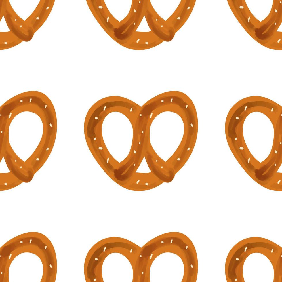 Seamless pattern with traditional snack pretzel on white background vector