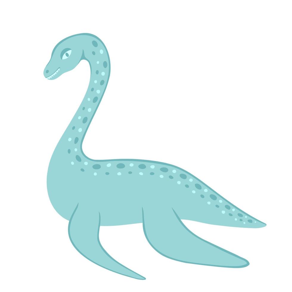 Plesiosaurs dinosaur, cartoon character. Illustration for printing, backgrounds, covers and packaging. Image can be used for greeting cards, posters and stickers. Isolated on white background. vector