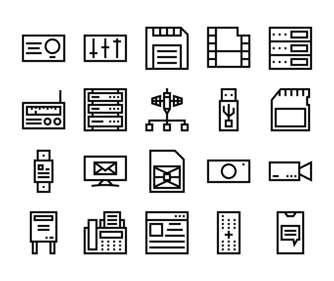 Set of multimedia and communication icons, Set of multimedia and