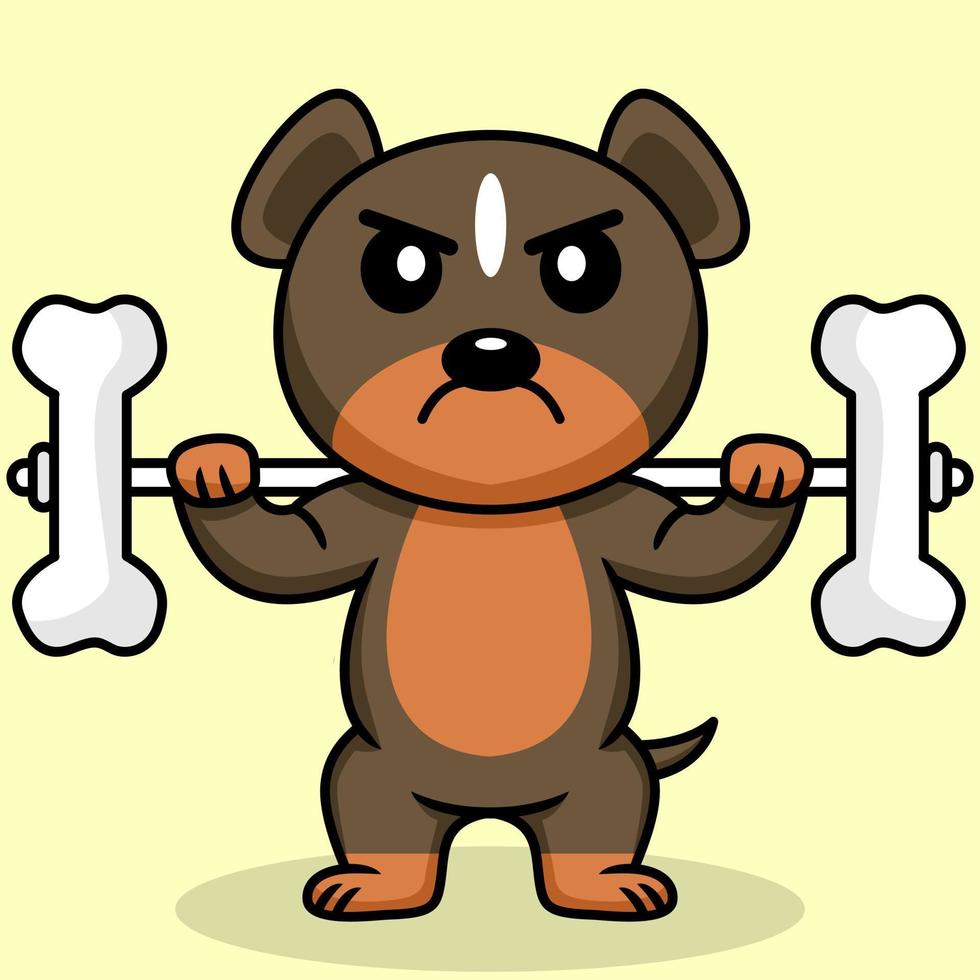 Vector illustration of premium cute dog doing bone lifting