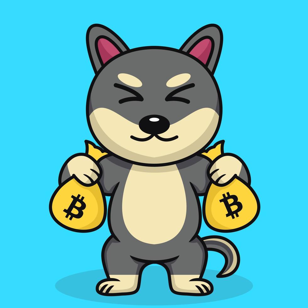 Vector illustration of premium cute dog doing weightlifting