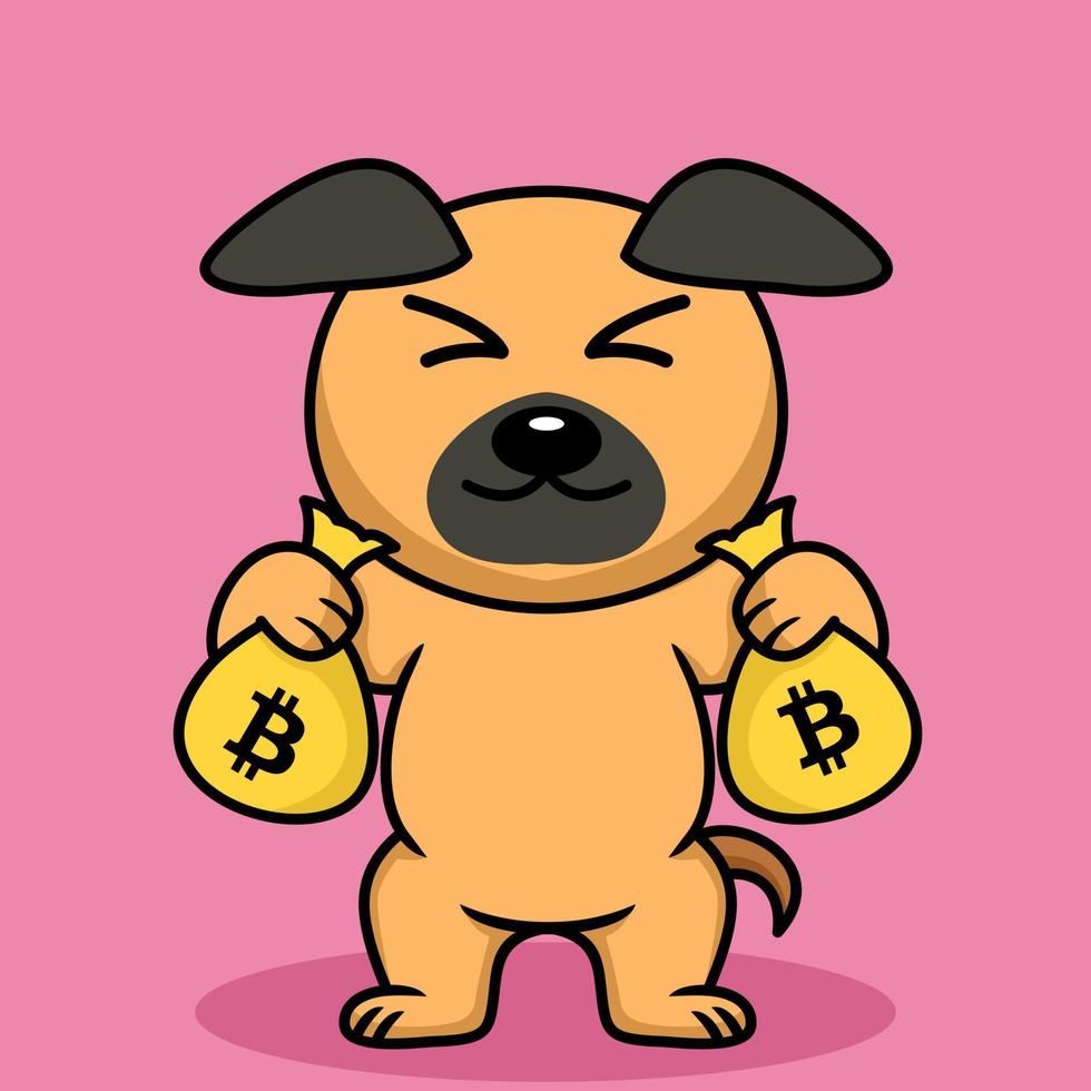 Vector illustration of premium cute dog doing weightlifting