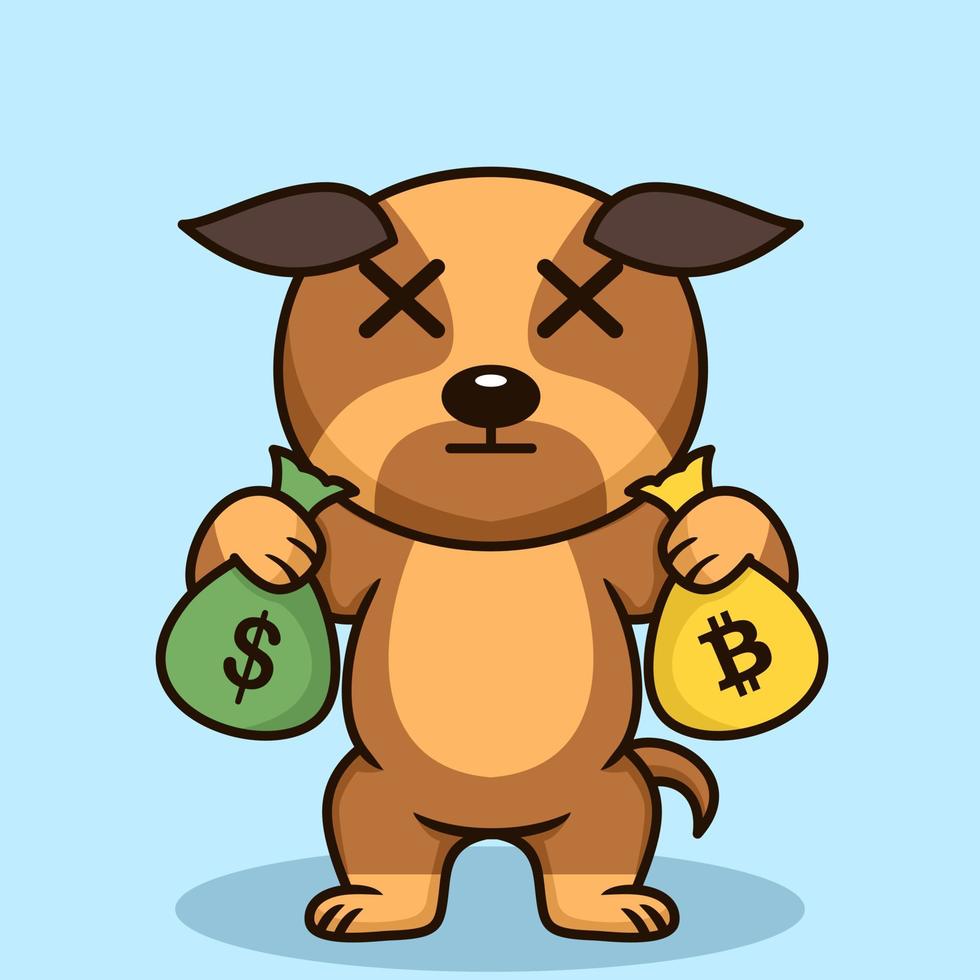 Vector illustration of premium cute dog doing weightlifting