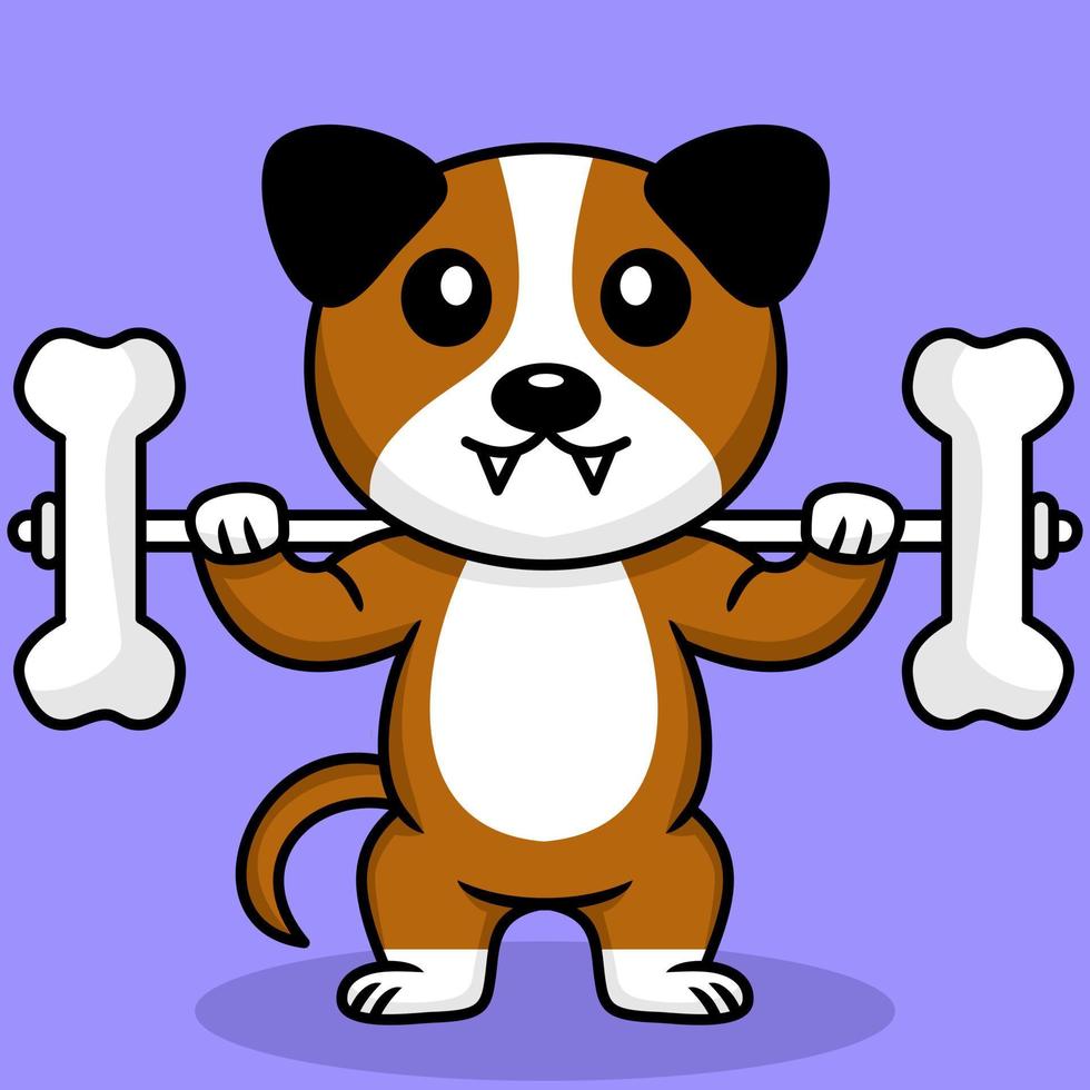 Vector illustration of premium cute dog doing bone lifting