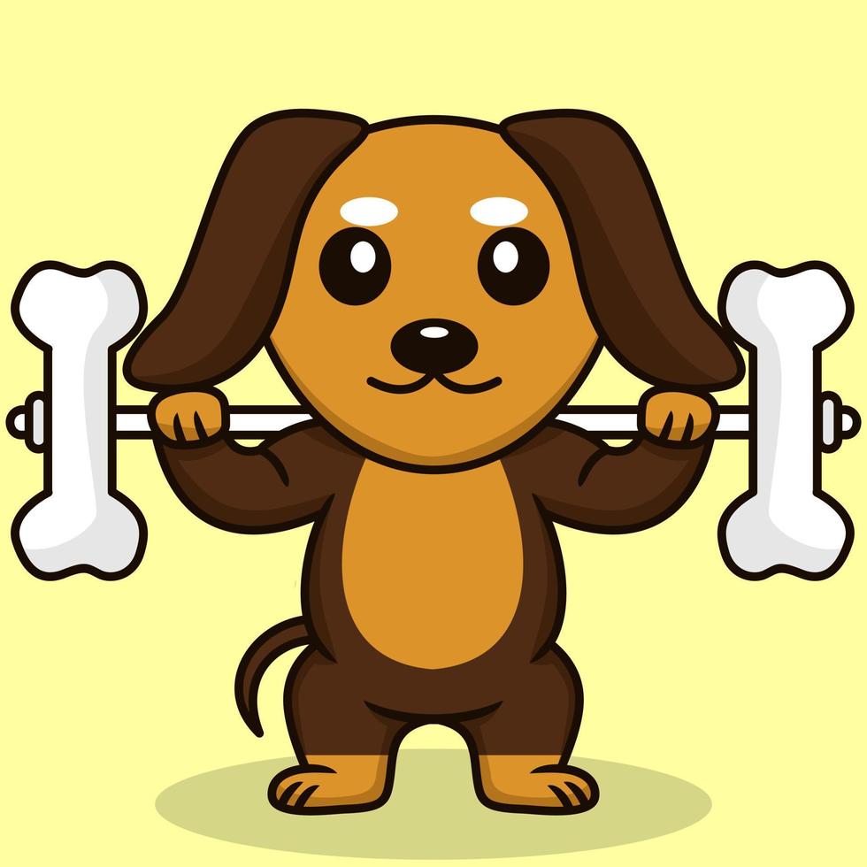 ilustración vectorial de perro lindo premium haciendo levantamiento de huesos vector