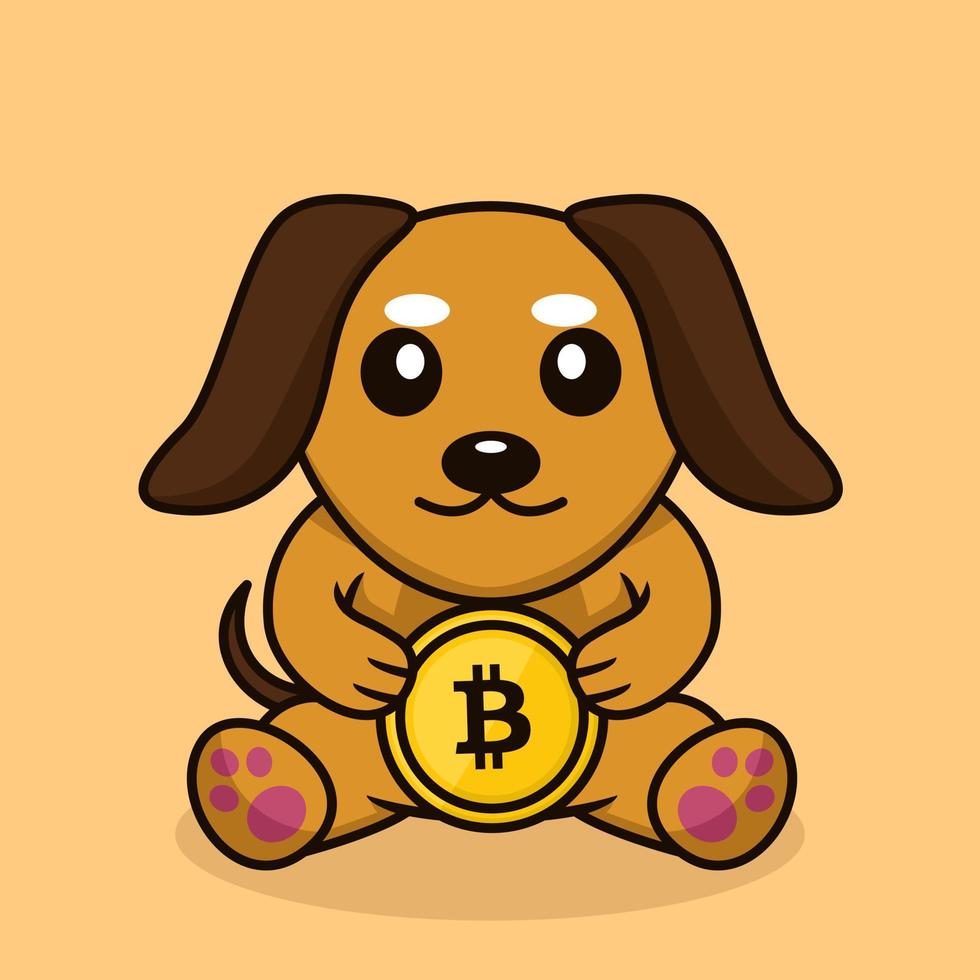 Vector illustration of premium cute dog holding gold coin