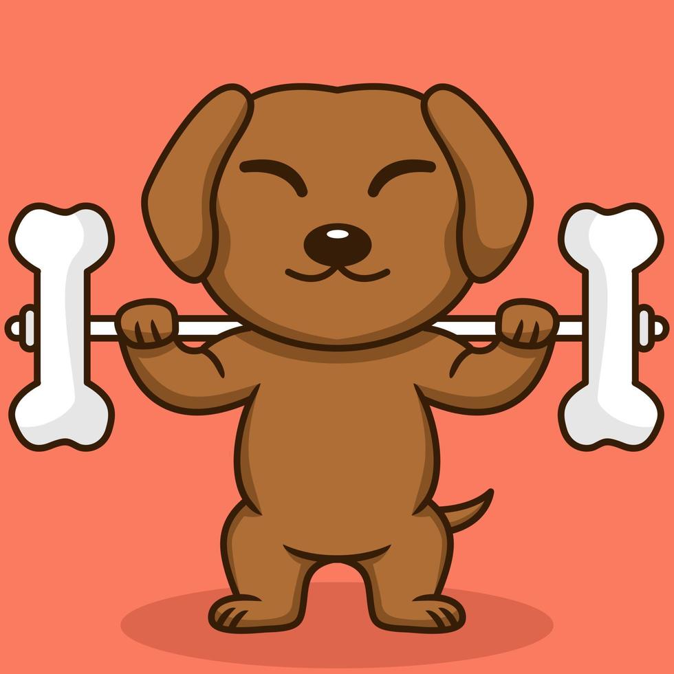 ilustración vectorial de perro lindo premium haciendo levantamiento de huesos vector
