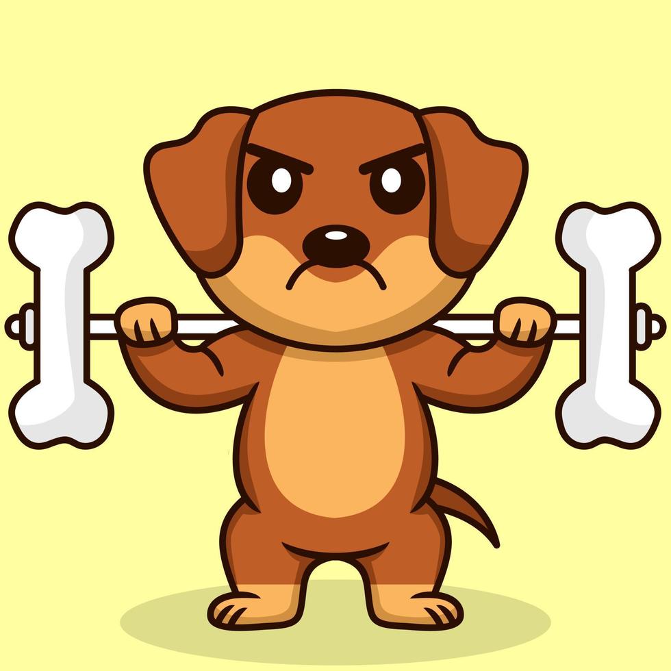 ilustración vectorial de perro lindo premium haciendo levantamiento de huesos vector
