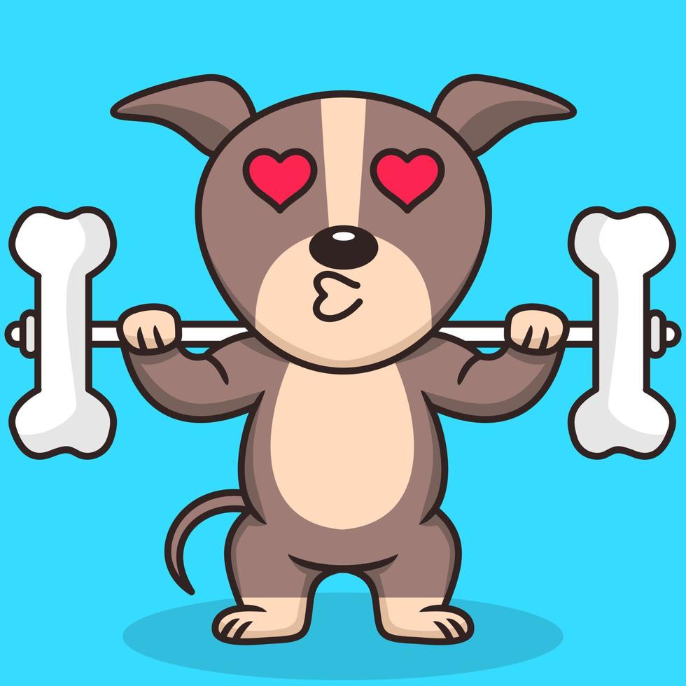 ilustración vectorial de perro lindo premium haciendo levantamiento de huesos vector