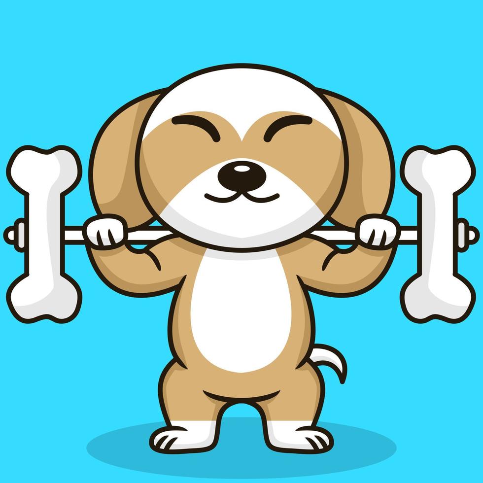 ilustración vectorial de perro lindo premium haciendo levantamiento de huesos vector